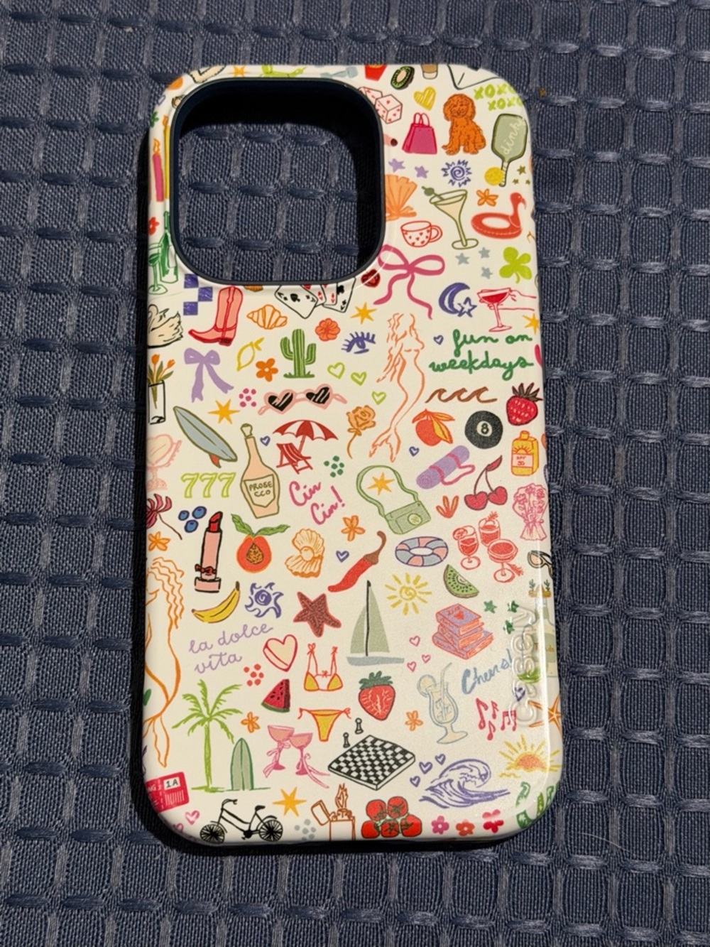 White Illustrated Multicolor Icon Phone Case - Stylish Protection Iphone 14 Pro